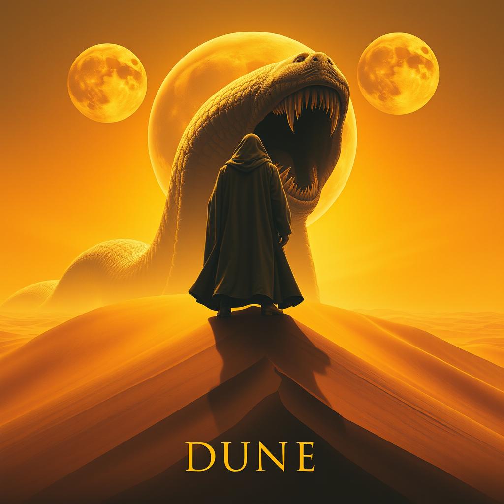 A movie poster in realism art style for the film Dune