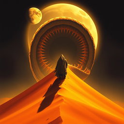 A movie poster in realism art style for the film Dune