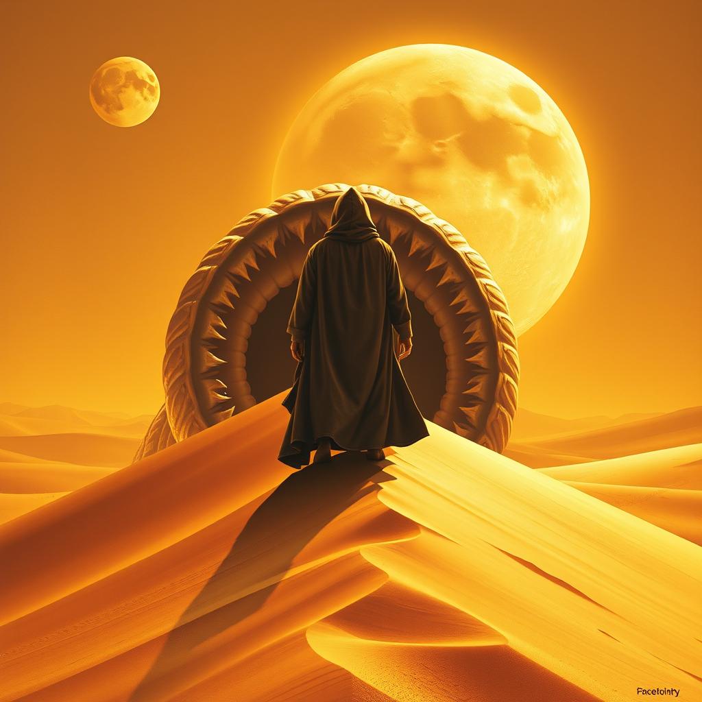 A movie poster in realism art style for the film Dune