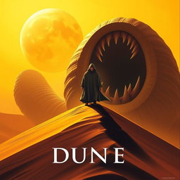 A movie poster in realism art style for the film Dune