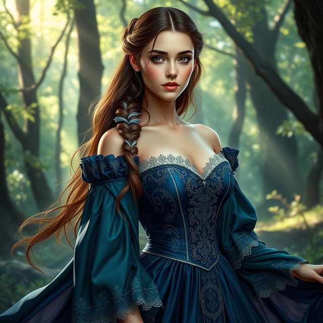 A beautiful female cleric, featuring an ethereal beauty with delicate facial features and an enchanting aura