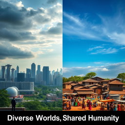 A visually striking representation of the dichotomy between the Global North and Global South, showcasing a split scene