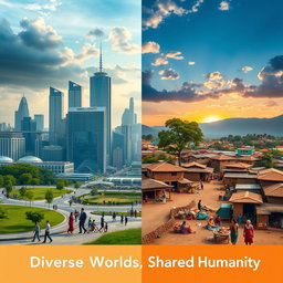 A visually striking representation of the dichotomy between the Global North and Global South, showcasing a split scene