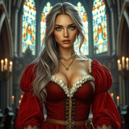A stunningly beautiful European cleric with a slender figure and an air of elegance