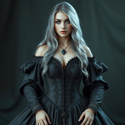 A beautiful and elegant European cleric with a slender figure, showcasing tender round enormous breasts