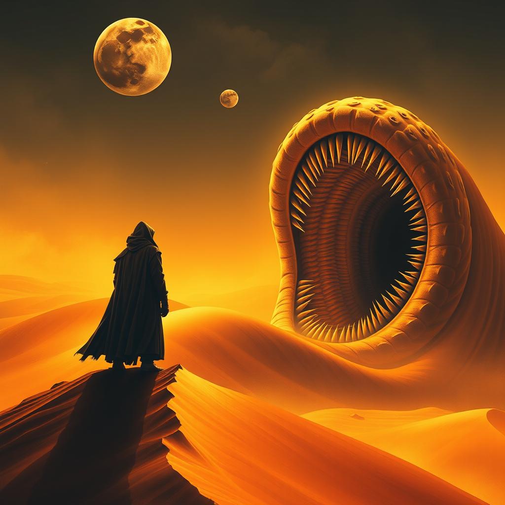A movie poster in realism art style for 'Dune'