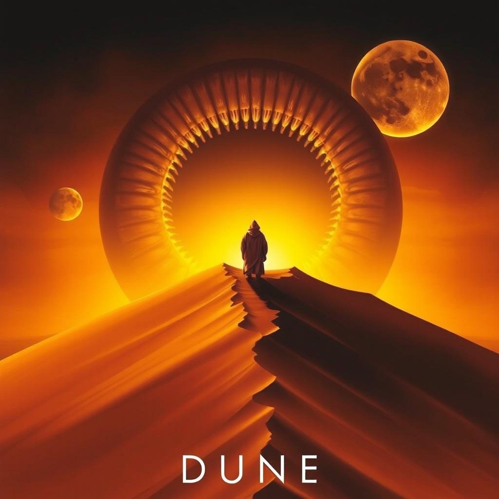A movie poster in realism art style for 'Dune'