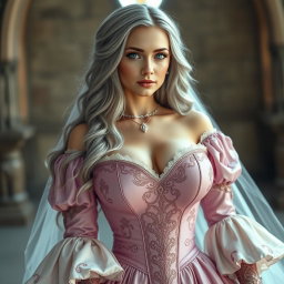 A busty and beautiful slender European cleric with unbelievably big, tender, round breasts