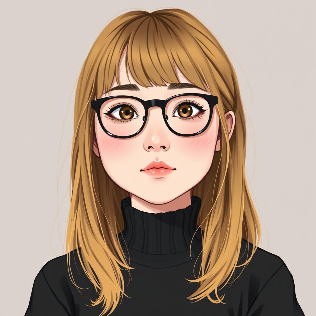 A realistic portrait illustration of a young woman around 20-22 years old with a round chubby face, embodying a unique beauty