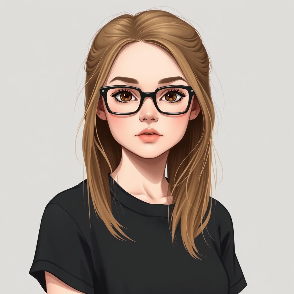 A realistic portrait illustration of a young woman around 20-22 years old, featuring a round chubby face and a kind of awkward but unique beauty