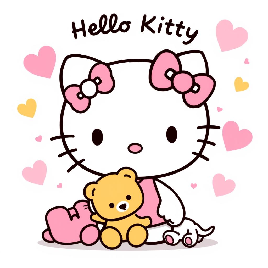 Adorable Hello Kitty Cartoon Illustration