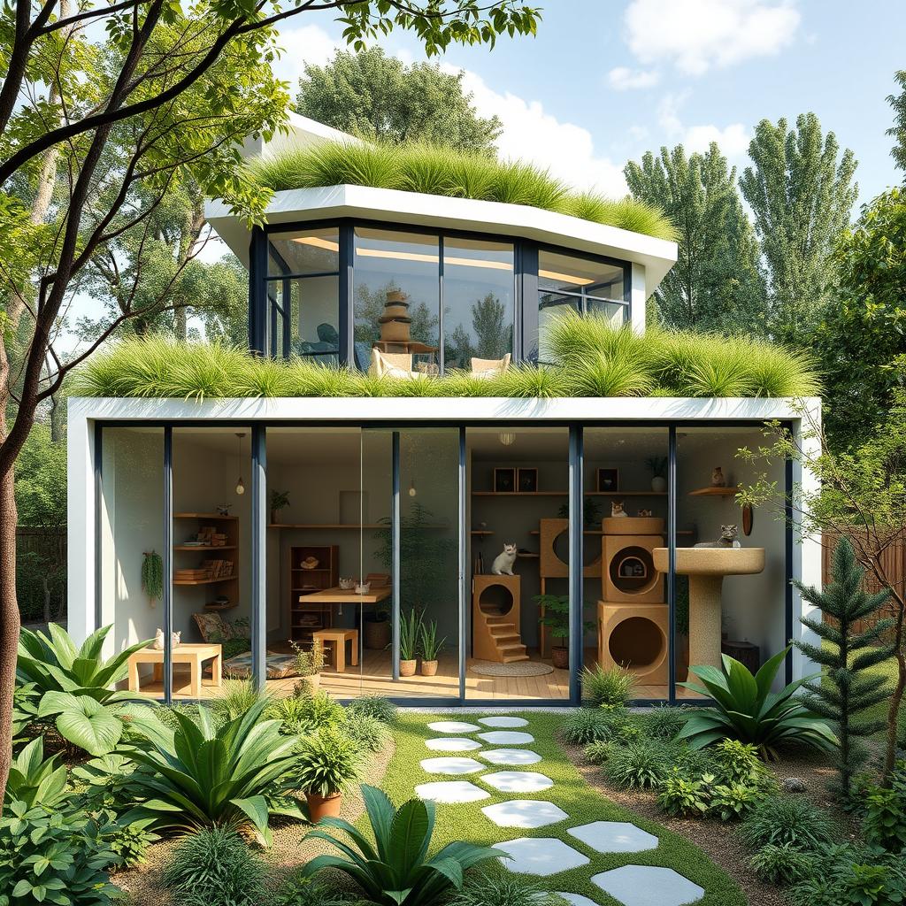 A beautifully designed cat shelter showcasing innovative architecture