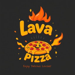 A vibrant poster for the pizzeria "Lava Pizza" featuring a whimsical old Disney animation style
