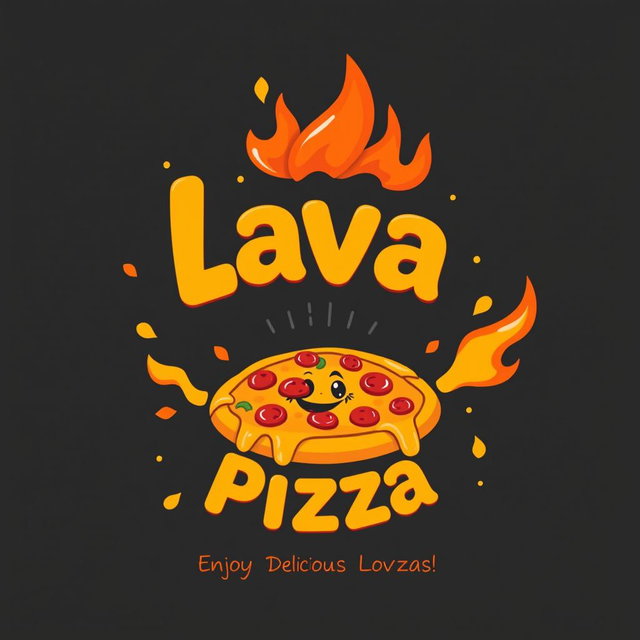 A vibrant poster for the pizzeria "Lava Pizza" featuring a whimsical old Disney animation style