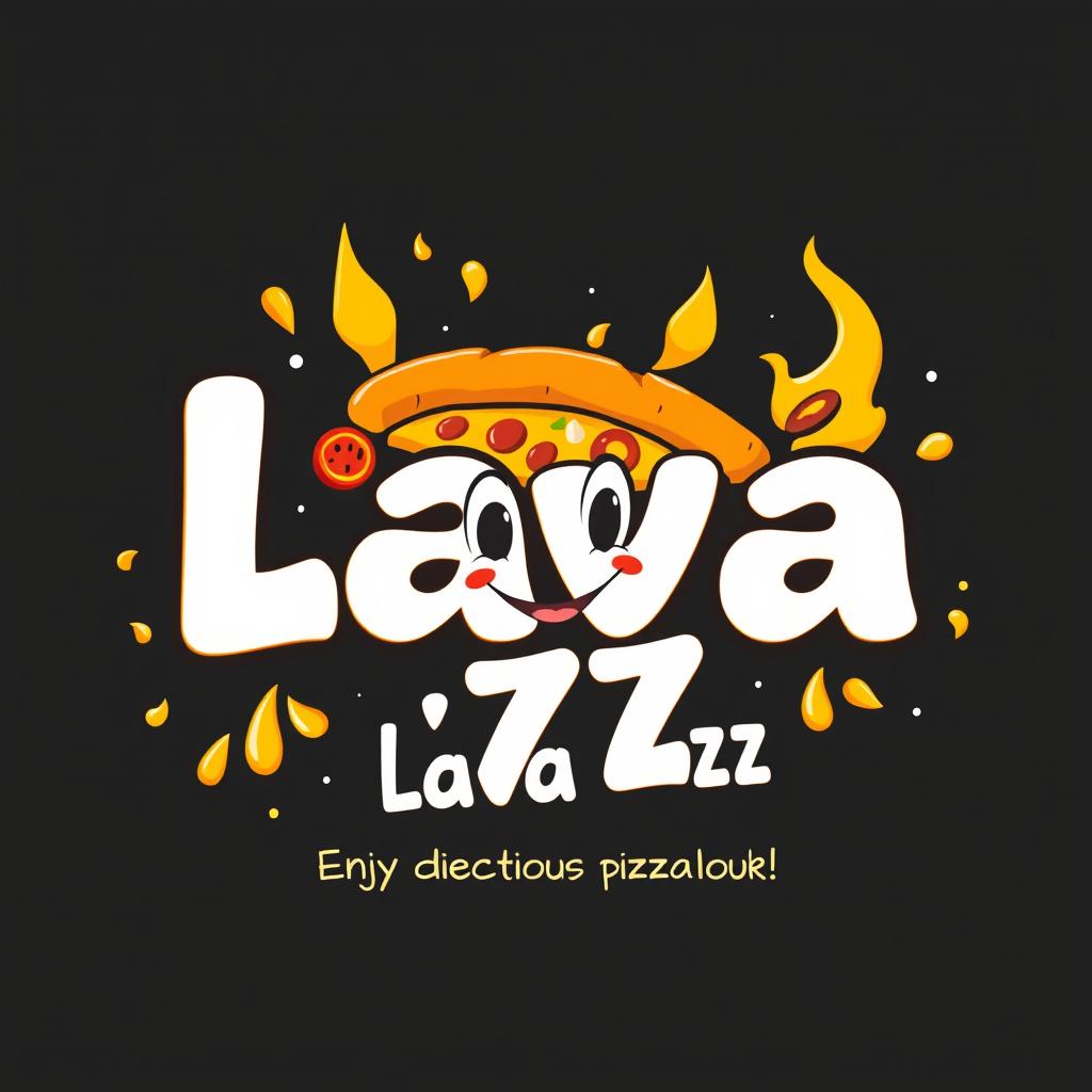 A vibrant poster for the pizzeria "Lava Pizza" featuring a whimsical old Disney animation style