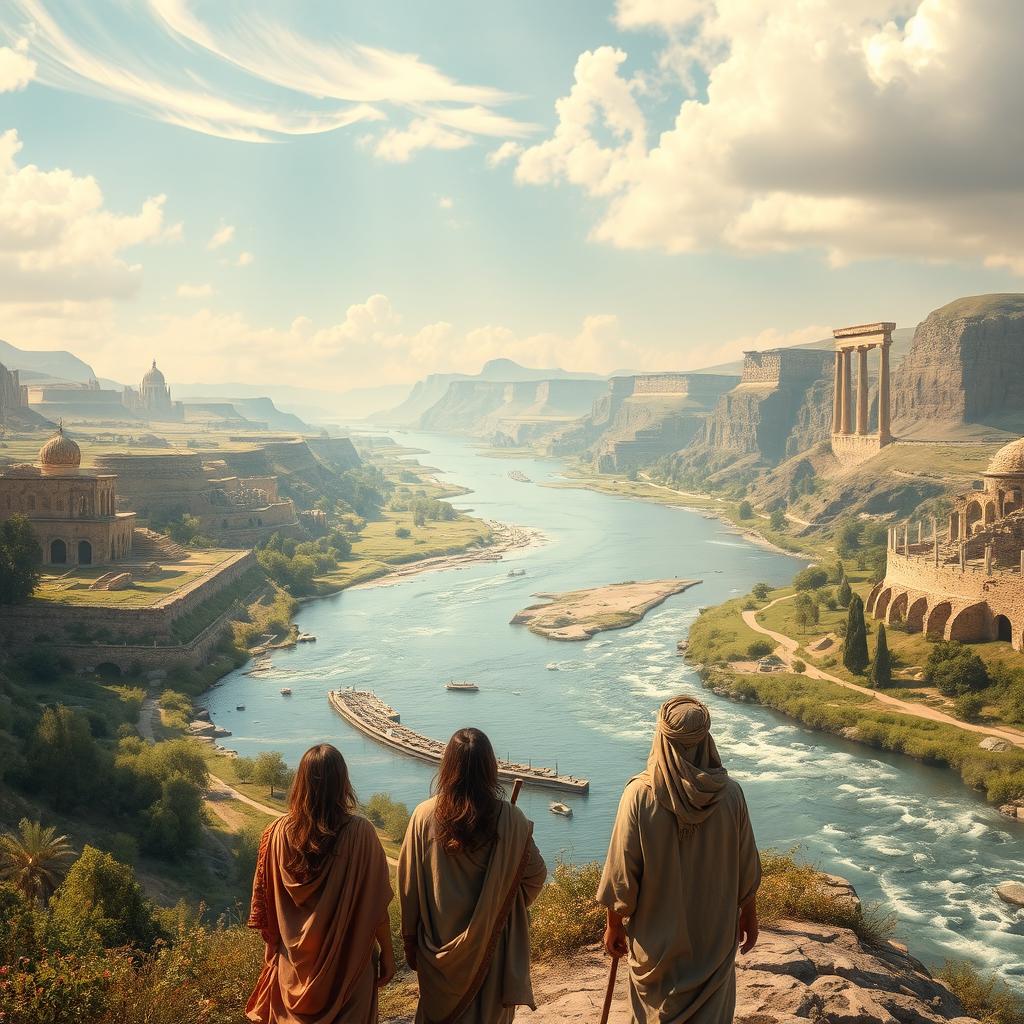 A stunning landscape depicting the Euphrates River, showcasing its historical and prophetic significance