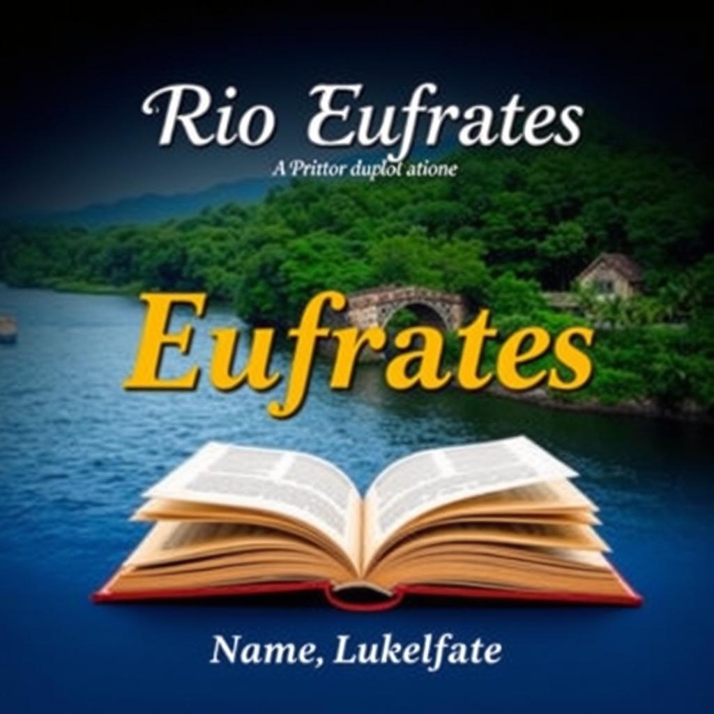 Capa de ebook vibrante e atraente sobre o Rio Eufrates, idealizada para captar o tema de uma jornada histórica e profética