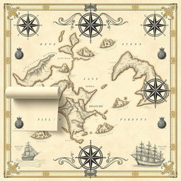 A beautifully designed map wallpaper, featuring a vintage style with intricate details