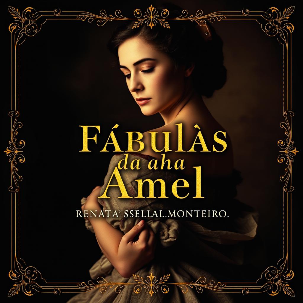 A book cover design featuring an elegant woman from a historical period in the background, exuding beauty and delicacy