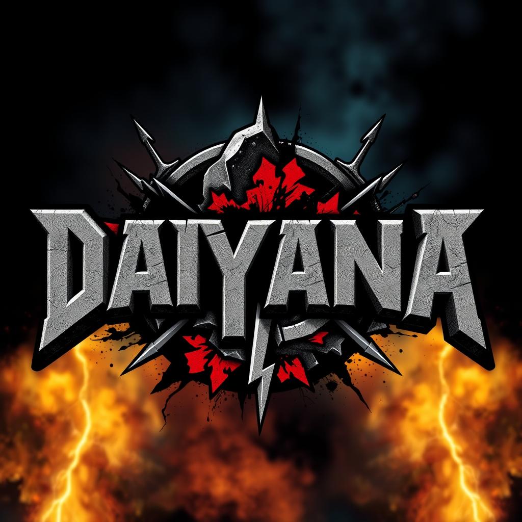 A striking rock logo that prominently features the word 'DAYANA', designed with bold and edgy typography that evokes a sense of power and energy