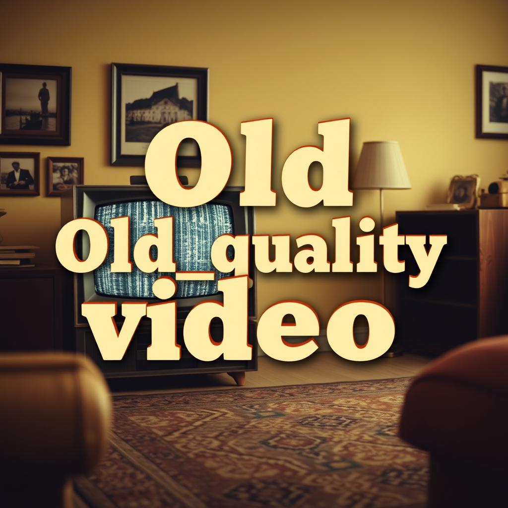 An artistic representation that creatively incorporates the phrase "Old_quality_video" in retro-style typography