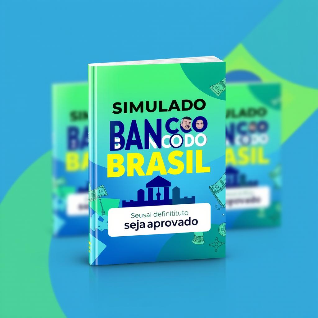 An eye-catching ebook cover design for a simulation guide titled 'SIMULADO BANCO DO BRASIL - SEJA APROVADO'