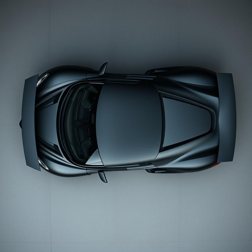 An exhilarating overhead view of a high-performance sports car, emphasizing its aggressive and sporty design elements