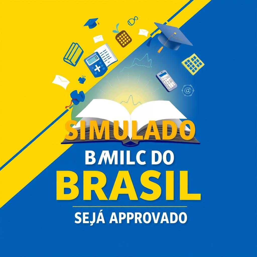 A visually engaging eBook cover design showcasing the theme of preparing for the Banco do Brasil simulated exam