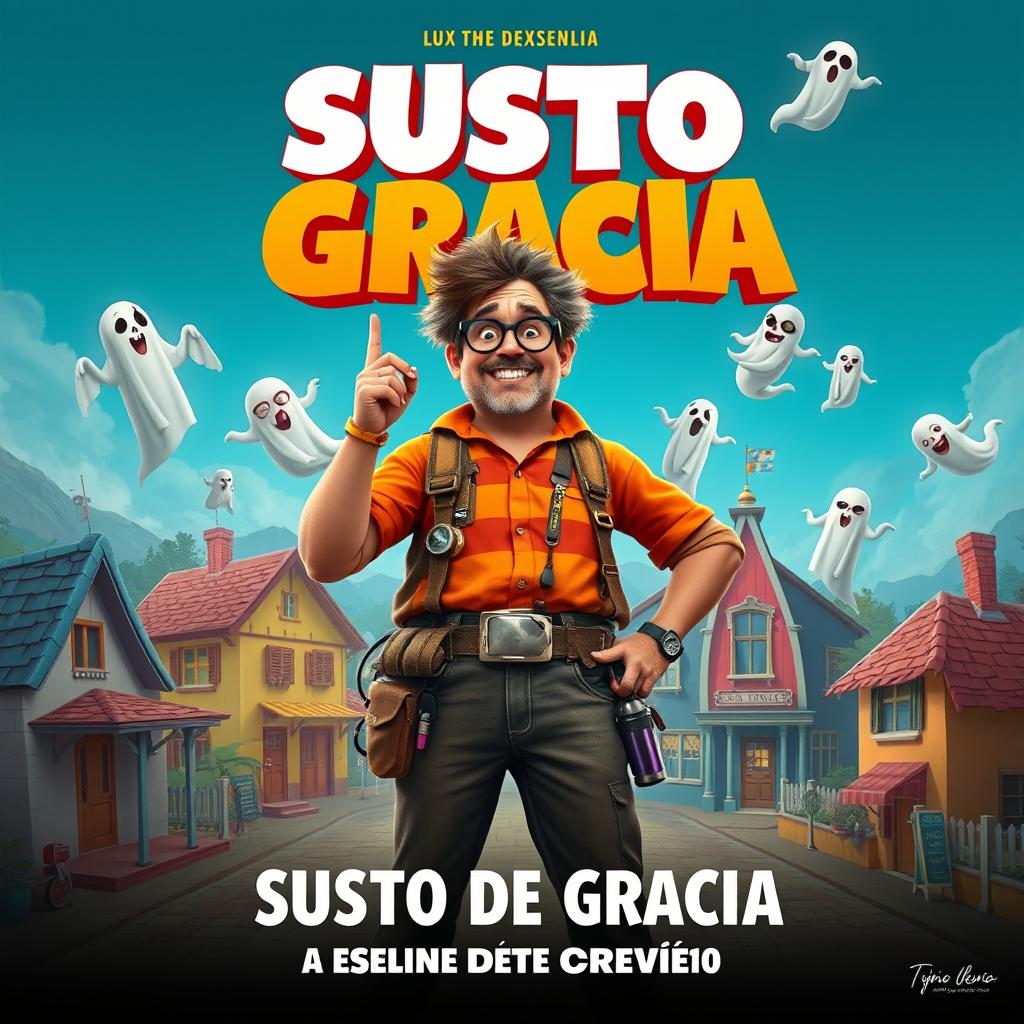 A vibrant movie poster for a film titled 'SUSTO DE GRACIA'