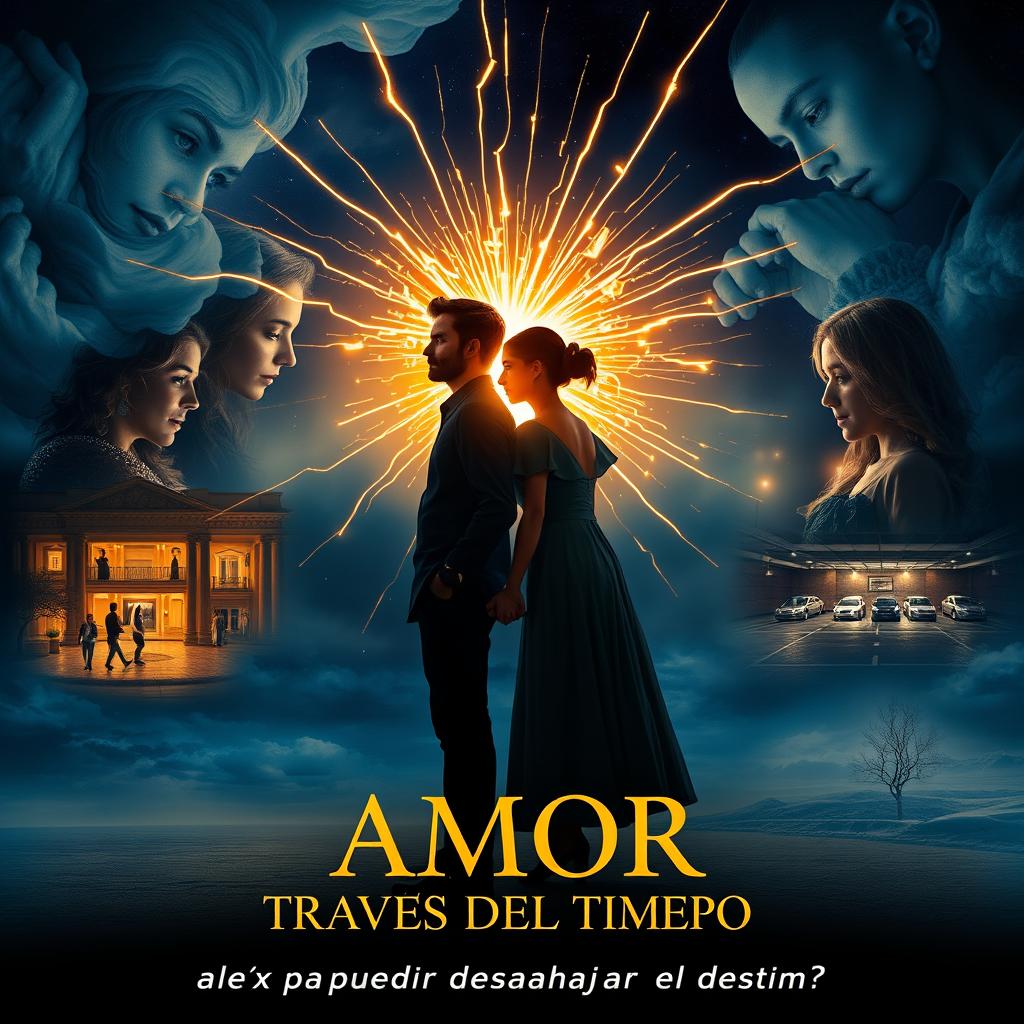 An enchanting movie poster for a film titled 'AMOR A TRAVÉS DEL TIEMPO'