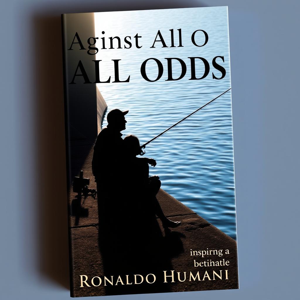 A book cover featuring the silhouette of a man sitting next to a dam, holding a fishing rod, with the shadow of a woman sitting beside him
