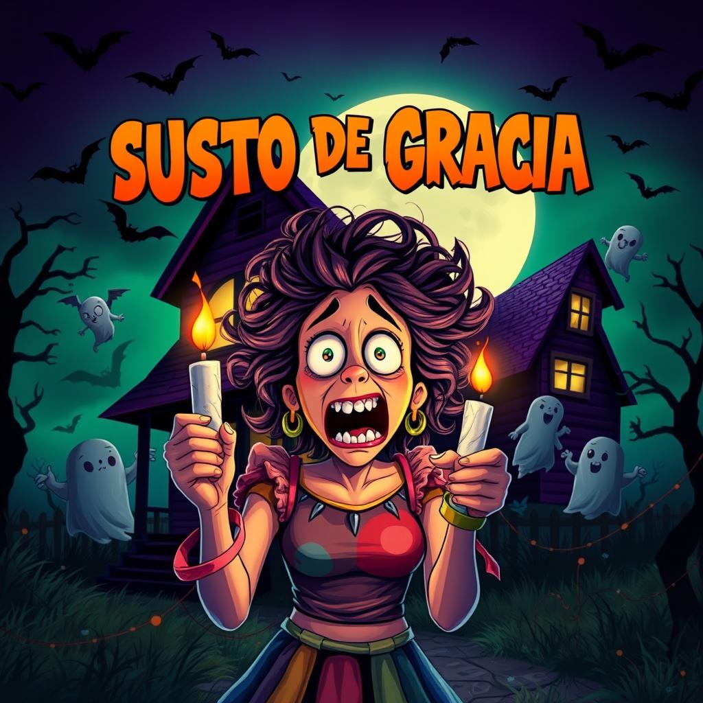 A movie poster for a horror-comedy film titled 'SUSTO DE GRACIA'