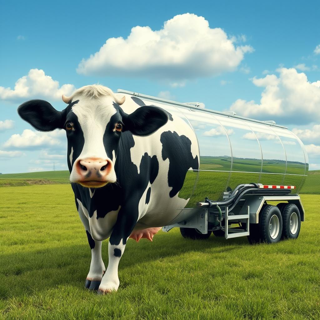 Whimsical Surrealism: Half Cow, Half Oil Tanker
