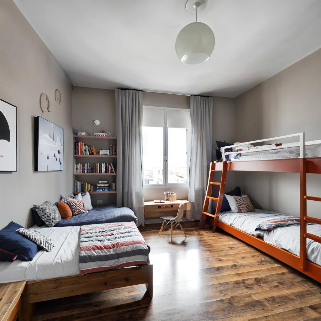 Cozy Minimalist Children's Bedroom Design for Two Kids