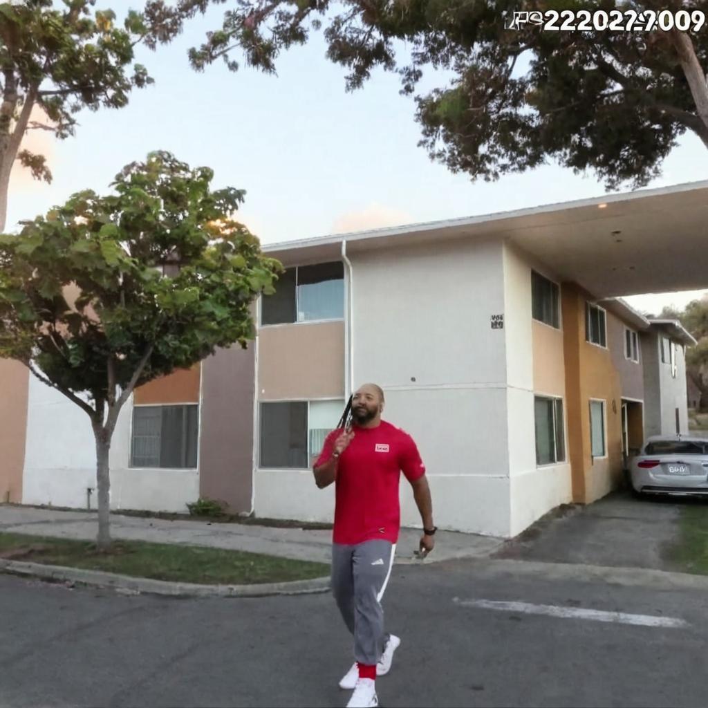 Stride in Style: Man in Red Shirt
