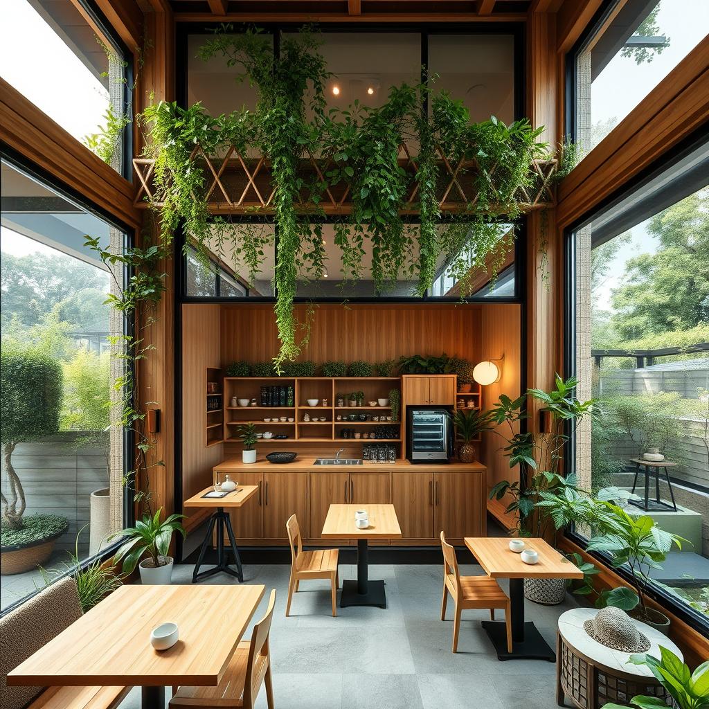 Stunning Green Tea Cafe: Where Modern Design Meets Tranquility