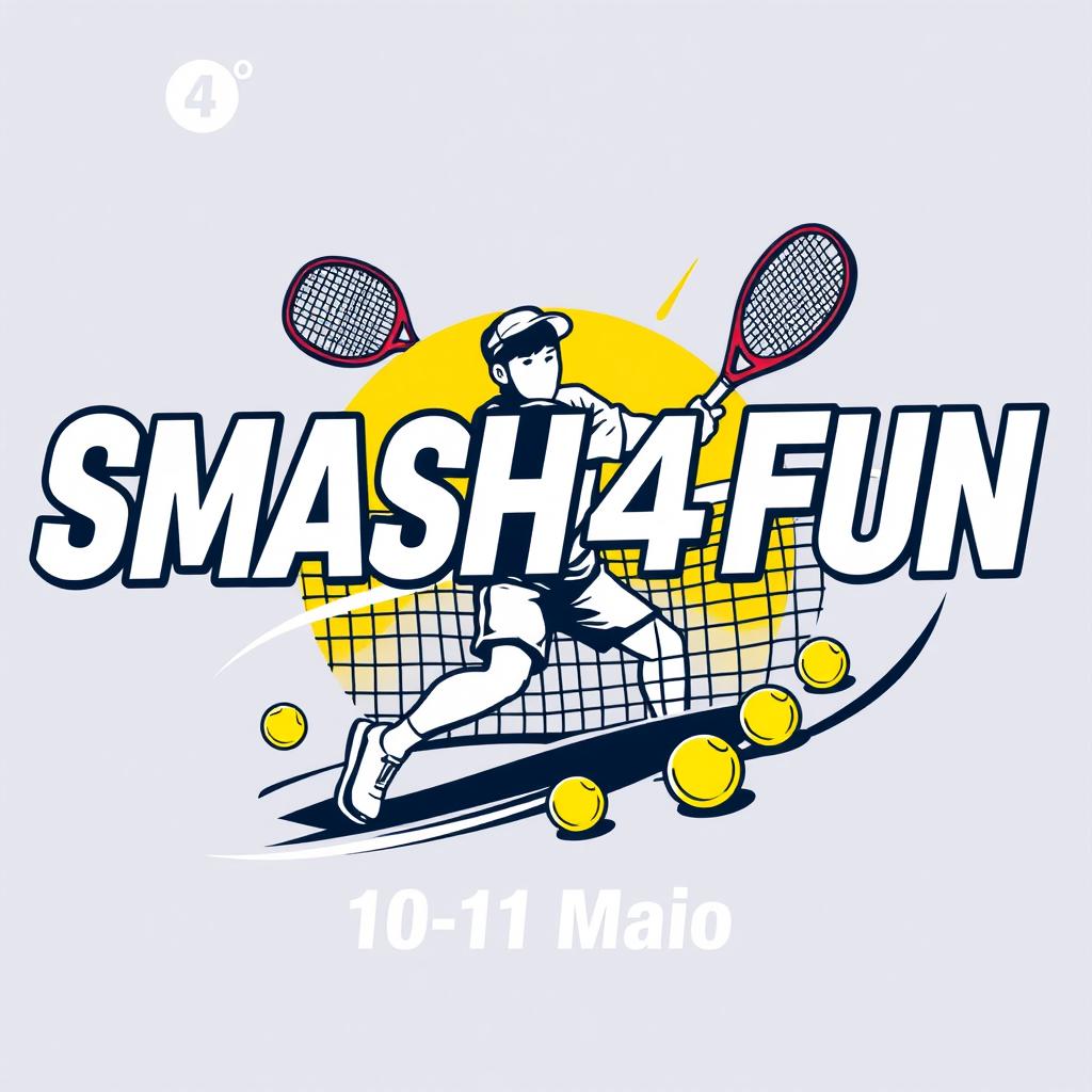 A dynamic logo design for a padel event featuring the text '4° Masters Smash4Fun' prominently displayed