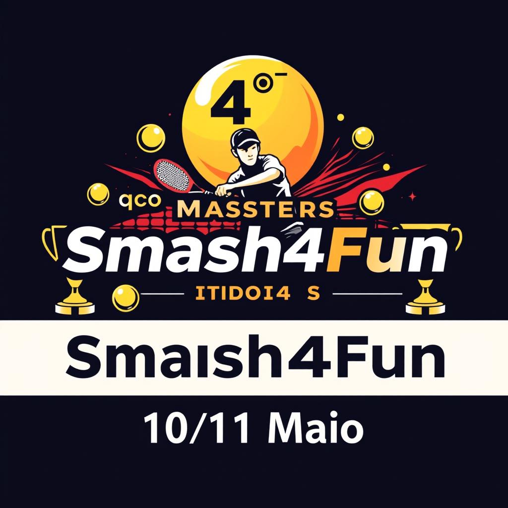 A logo design for a padel event featuring the text '4° Masters Smash4Fun' prominently displayed