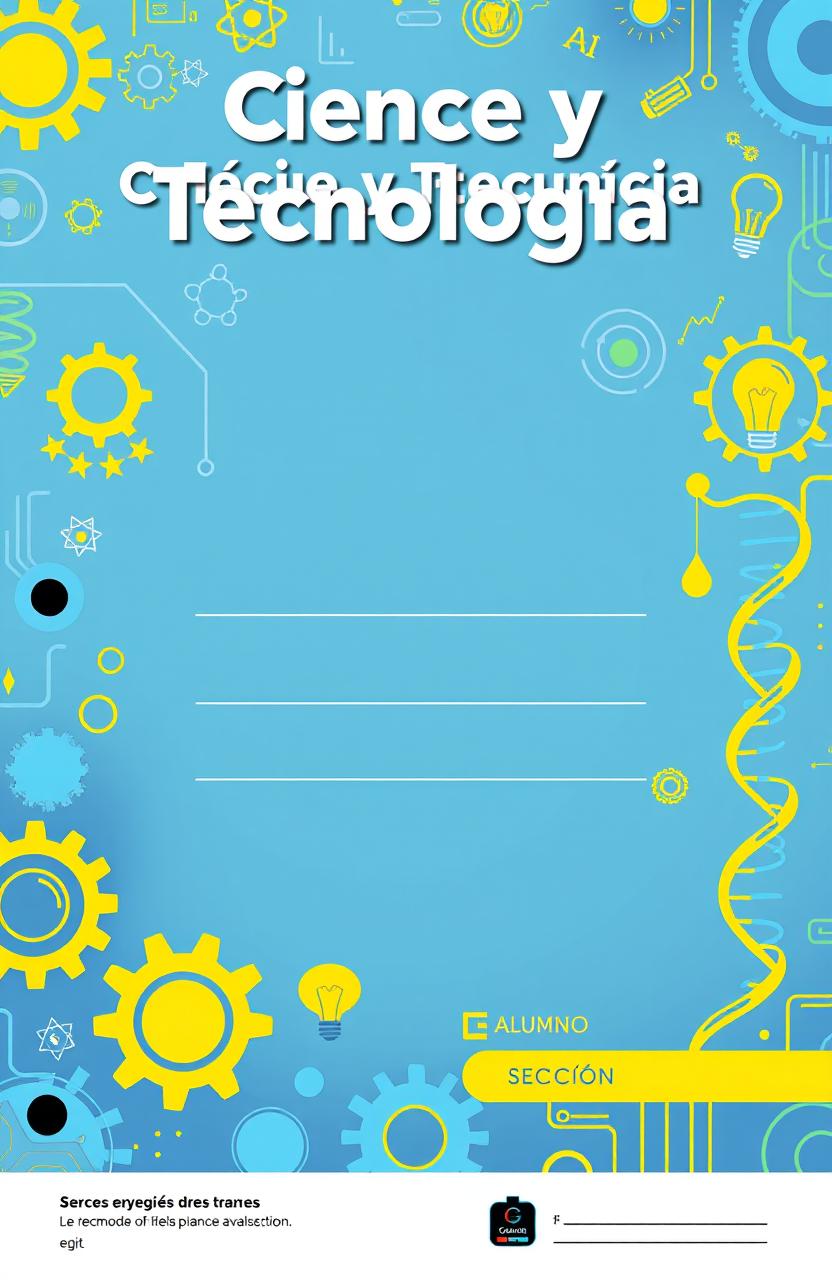 A vibrant and engaging cover design for a science and technology workbook