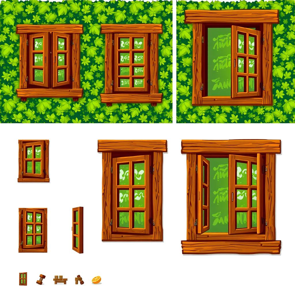 Pixel Art Wooden Window Spritesheet