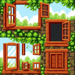 Pixel Art Wooden Window Spritesheet