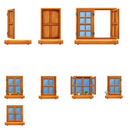 Charming Pixel Art Wooden Window Spritesheet