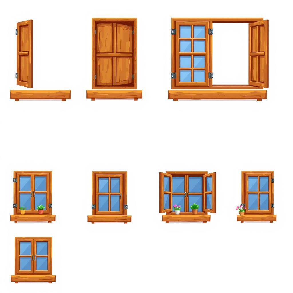 Charming Pixel Art Wooden Window Spritesheet
