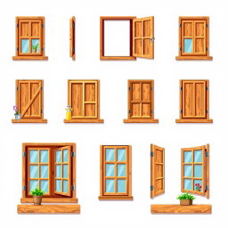 Charming Pixel Art Wooden Window Spritesheet