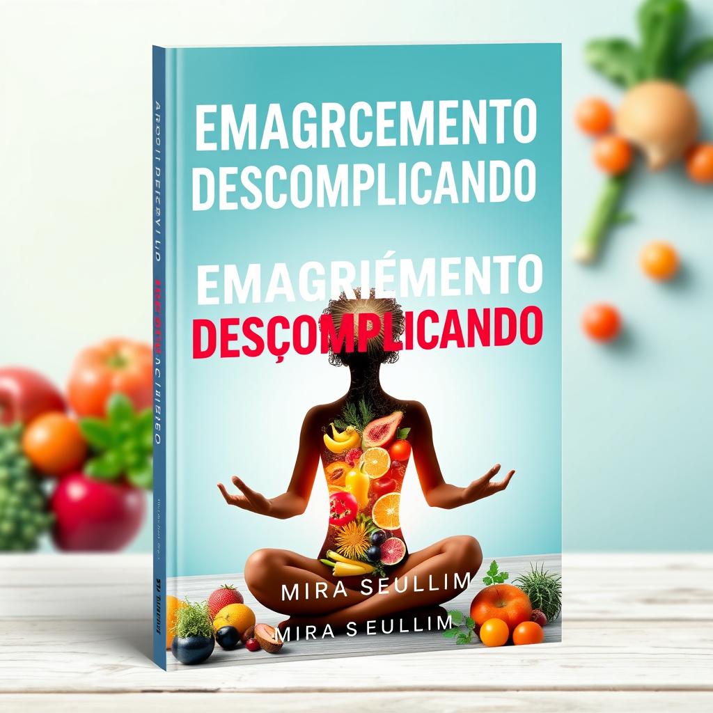 Book cover design for an eBook titled 'Emagrecimento Descomplicado: A Revolução dos Alimentos que Transformam Corpos e Mentes' by Mira Seullim