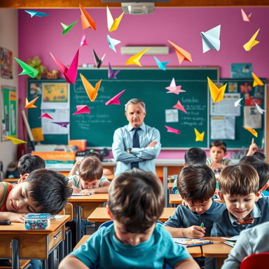 Surviving School Chaos: Realistic Classroom Scene