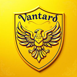 A cute golden shield featuring a bright yellow eagle in the center, elegantly designed with ornate details