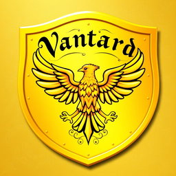 A cute golden shield featuring a bright yellow eagle in the center, elegantly designed with ornate details
