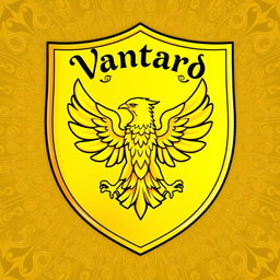 A cute golden shield featuring a bright yellow eagle in the center, elegantly designed with ornate details