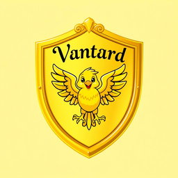 A cute golden shield featuring a vibrant yellow eagle at its center